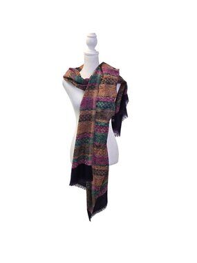 NWT Ambassador 100% Wool Lightweight Graphic Print Shawl Scarf